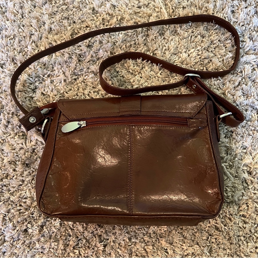 Ashwood Brown Leather Crossbody Bag Heavy Metal Hardware - Picture 9 of 10